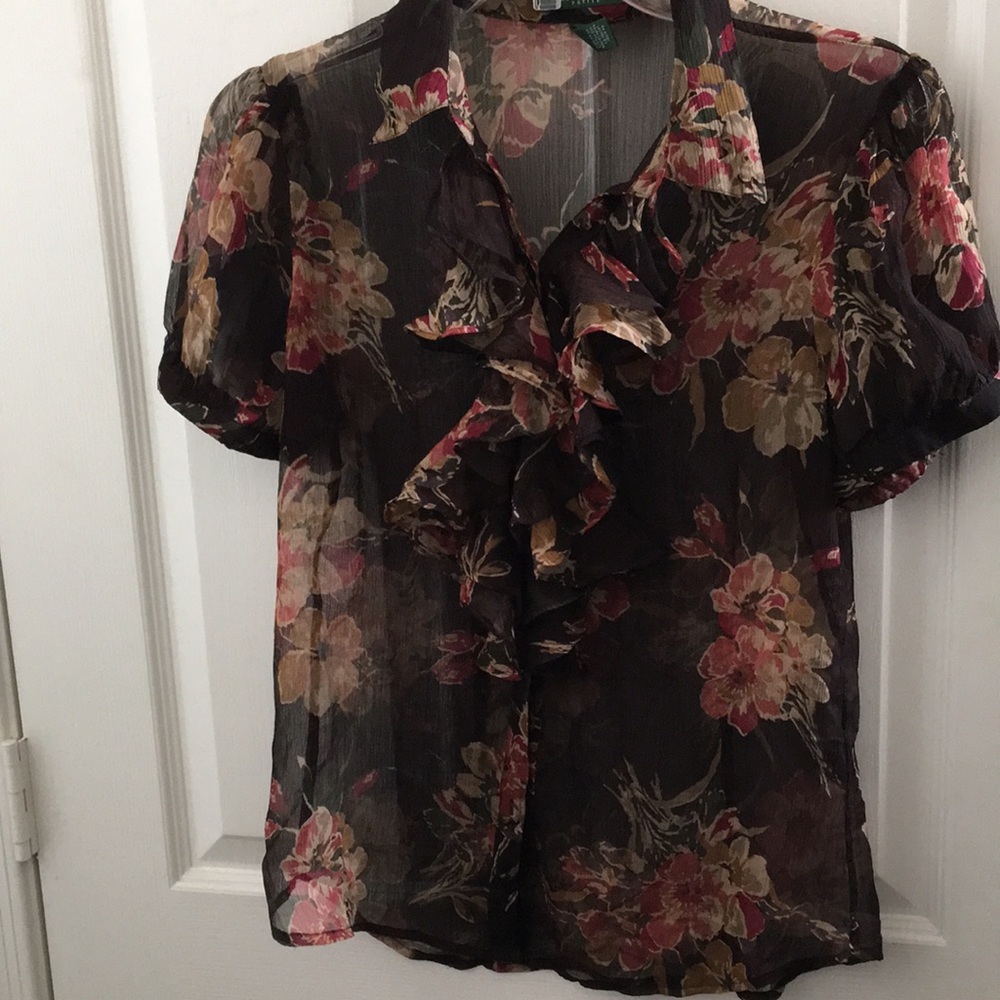FINAL MARKDOWN LADIES Lauren Ralph Lauren sheer blouse medium pet
